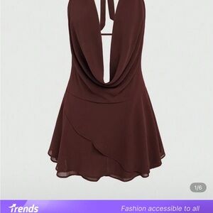 SHEIN Chocolate Brown Halter Mini Dress